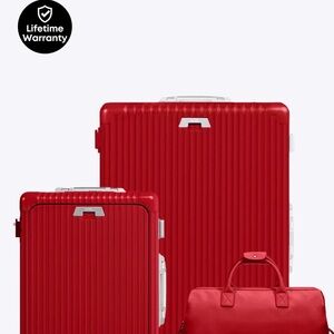 Red Travel Luggage Set with Matching Weekender - Premium Carry
